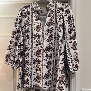 Smith and Quinn Eliza  Top - chocolate brown and White